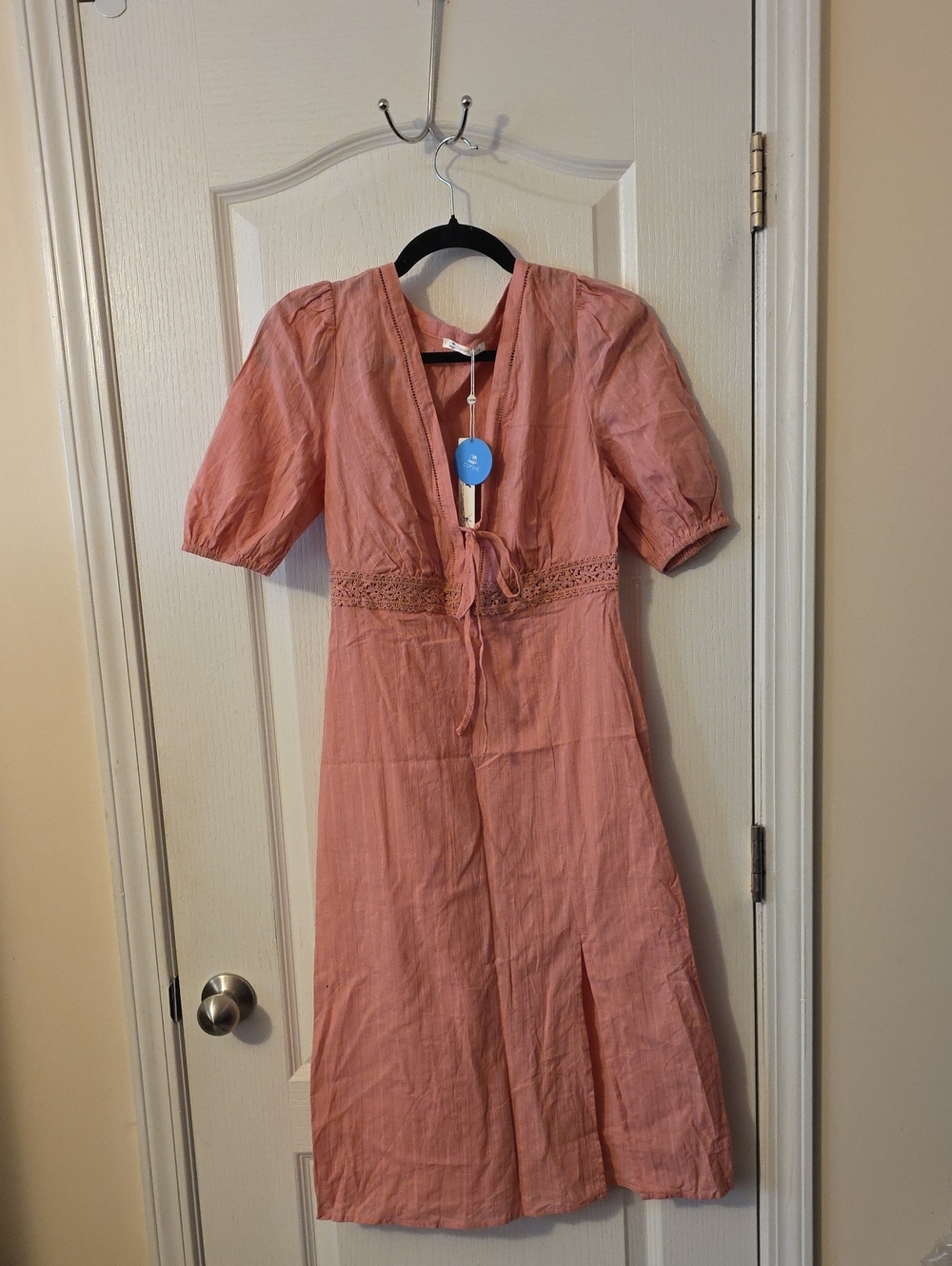 Cupshe Women's Pink Midi Dress with Tie Front